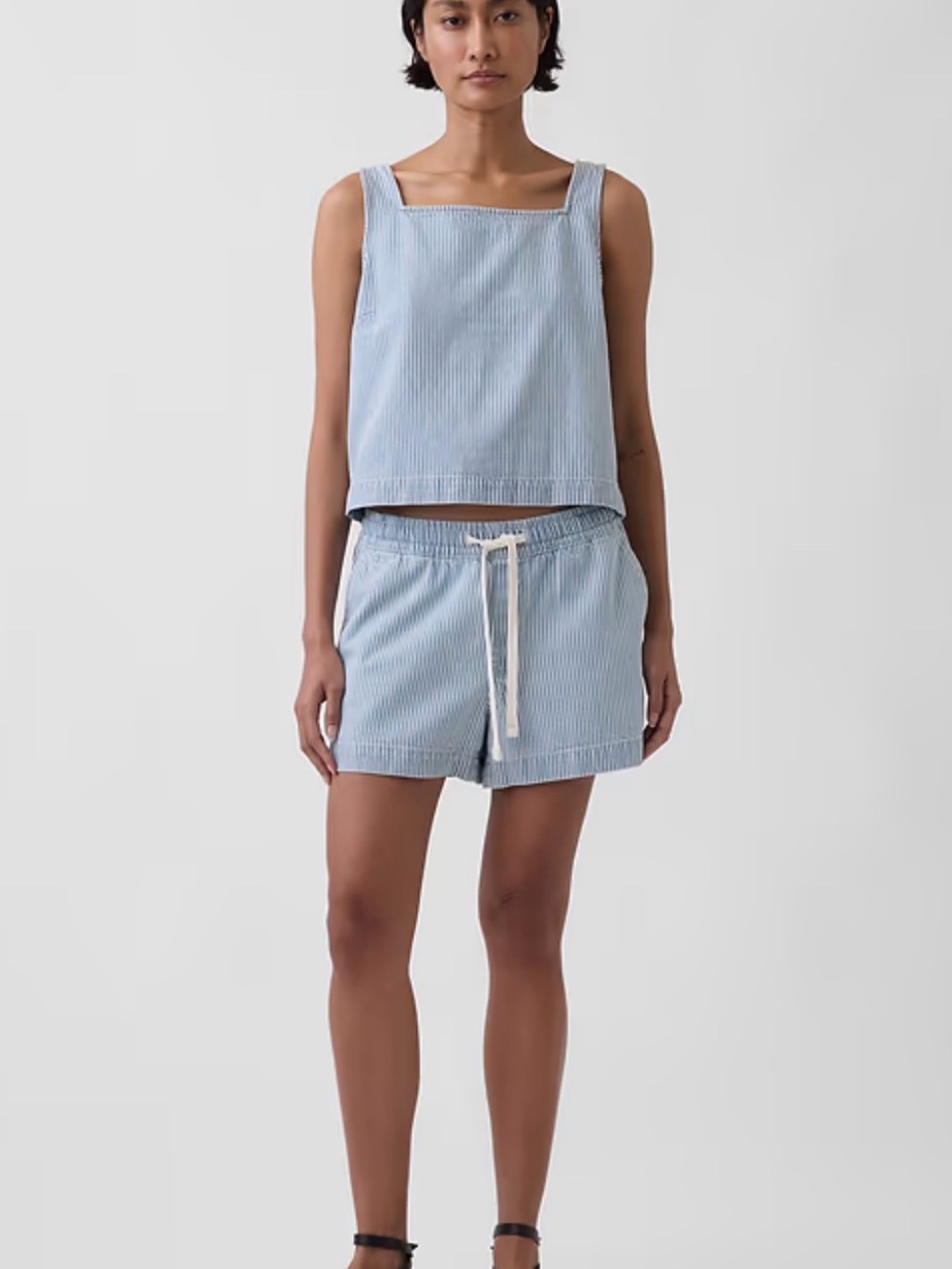 UltraSoft Denim Stripe Easy Shorts and Matching Shell